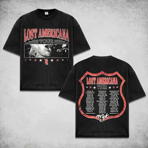 Retro 90s Machine Gun K Lost Americana Tour T-Shirt Acid Washed, Smoking Photo With City List Merch, Vintage Rock Music Graphic, Oversized Heavyweight Tee for Men Women, Old School Rock Apparel