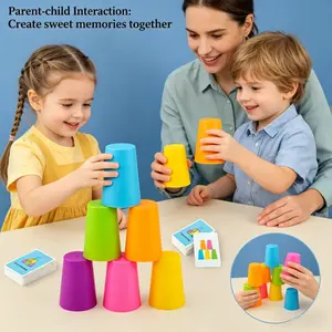 1 set of children's sports cup stacking set, equipped with fine motor skills toys, including challenge cards, rainbow color classification games for boys and girls, birthday party gifts, and stress relief toys