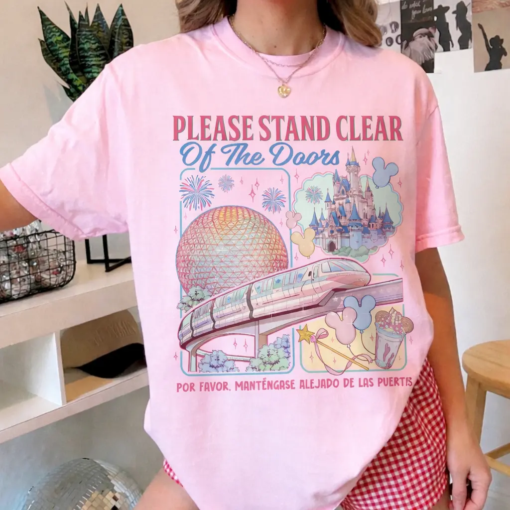 Comfort Colors Vintage Retro Monorail Theme Park TShirt, Classic Transportation Graphic Tee, Family Travel Vacation Apparel