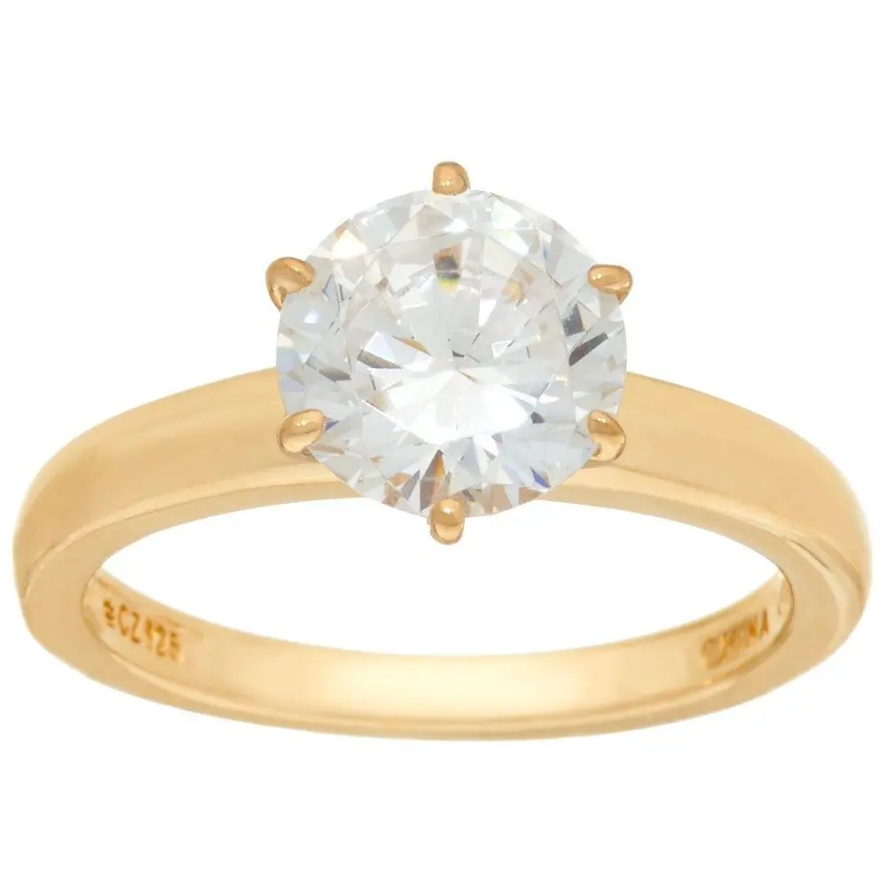Diamonique 2.00 cttw Solitaire Ring, 14K Yellow Clad