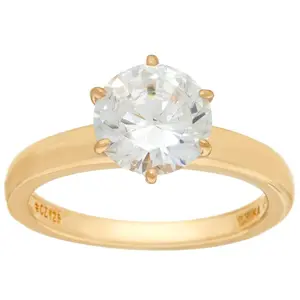 Diamonique 2.00 cttw Solitaire Ring, 14K Yellow Clad
