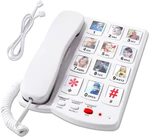 Big Button Phones for Seniors, Phone for  with Dementia - 110dB Ringer  Phone with 10 Photo Buttons for Easy Dialing - Hearing Impaired Telephone, Corded Landline Phones for