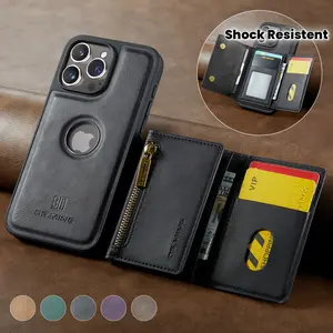 [iPhone Wallet Case] Wallet Case for iPhone 17/16/15/14/13/12 Pro Max Plus with Card Holder, Detachable Magnetic Faux Leather Kickstand Case with 7 Card Slots, Shockproof Cover