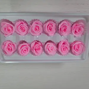 12Pcs Pink Rose/ Preserved Rose, Wedding Rose For DIY Floral Arrangements, Boutonniere, Preserved Flower, Gift Rose - 8oz