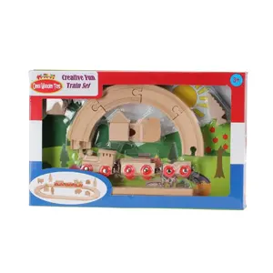 Omni Wooden Toys  Non Color Decorate Your Own Train Set - 23 Piece