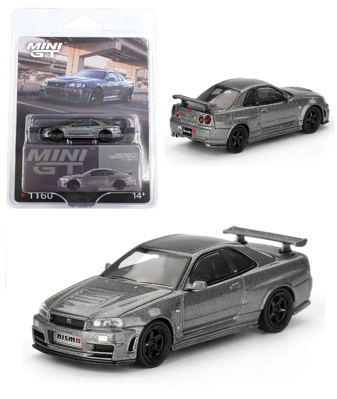 Mini GT 1:64 Nissan Skyline GT-R Dark Metal Gray NISMO BNR34 CRS Version Diecast Model MGT01160-1H