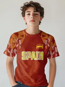 23 Number Kids Football Jersey, Bullfighter Army Boys' Sports T-Shirt, Teenager Fan Short Sleeve Soccer Shirt, Casual Geometric Pattern