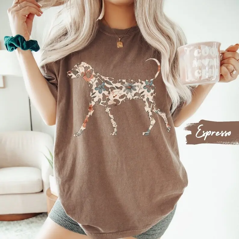Comfort Colors Floral Dalmatian Shirt, Dog Mom Wildflower T-shirt, Cottagecore Boho Tee, Gift for Dog Lover, New Puppy Owner Mama Gift
