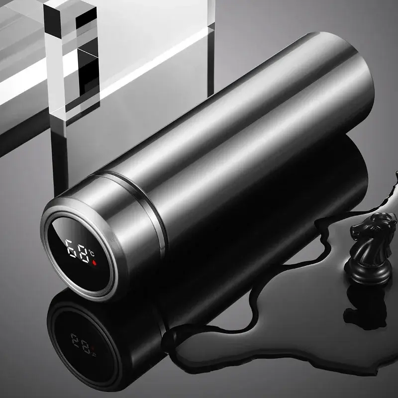 500ML portable  smart tumbler with led display stainless  steel Drinkware Flask Bottled Mug Vacuum Flask Drink Bottles birthday gift thermos bottle