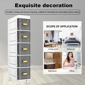 1pc Layered Ultra-Slim Plastic Big Capacity Drawer-type Storage Cabinet Office Supplies Unit Based Storage Rack, Studio Narrow Corner Pull Out File Storage Shelf Studio Stuff