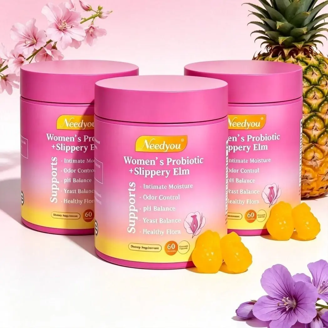 Her Juicy Feminine Probiotics Gummies – Odor & Dryness Relief One-Stop Solution Blended Slippery Elm, Prebiotics & Multi Lactobacillus for Stable Vaginal pH & Clean Intimate Scent, Hawaiian Pineapple Gummies 60 Counts