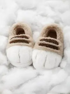 Women's Cute Cartoon Cat Paw Design Plush Slippers, Casual Soft Comfortable Home Slippers, Warm Slippers for Indoor & Outdoor Use for Fall & Winter, Trending Shoes, Footwear fur slipper