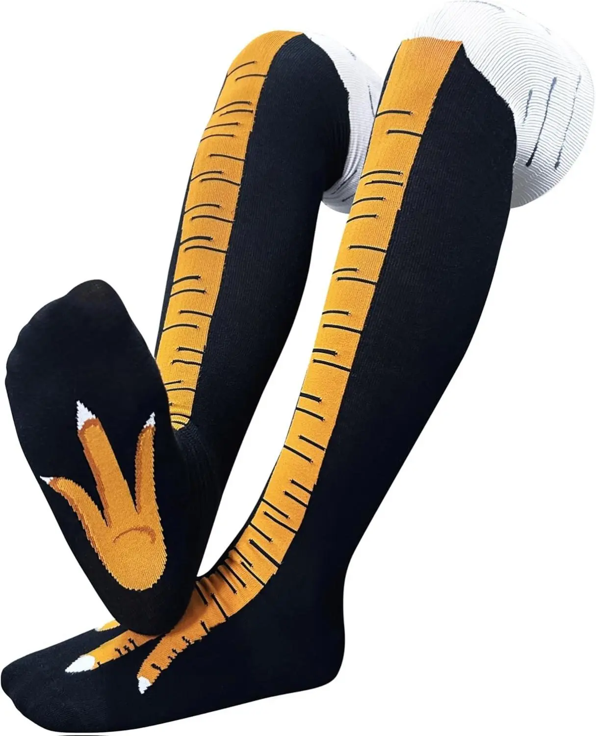 Men's Unisex Chicken Leg Cartoon Print Socks - Nylon, Breathable, Elastic, High-Stretch All-Season Funny Novelty Gag White Elephant Gifts for Adults, Chicken Socks for Kids