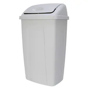 Practical 13-Gallon Kitchen Trash Can with Swing Lid Gray for Everyday Use
