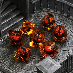 FONVGOGO Liquid Core Dragon Eye Sharp Edge Resin RPG Dice Set, Polyhedral Dice for Dungeons and Dragons Beholder's Role Playing Games