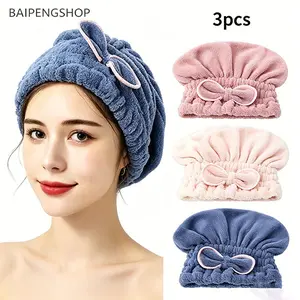 3Pcs Microfiber Hair Towel Caps Ultra Absorbent Fast Drying Hair Turban Wrap Extra Soft Elastic Head Wrap One Size Portable Wet Hair Care Accessory for Sports Camping Hiking Sleeping Daily Use Gift for Women