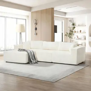 Modular Sectional Sofa, Cloud Sectional Couch with Deep Seat, Modern Modular L-Shape Sofa with Chaise,Upholstered Boneless Couches for Living Room (Corduroy, BEIGE)