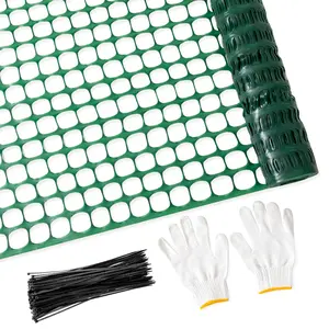 PotatoLife Plastic Mesh Fence Safety Fence, 4'x100' Roll with 100 Zip Ties, Resuable Temporary Netting for Garden Fencing, Construction, Snow, Poultry, Animal Barrier, Patio