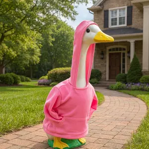 23 Inch Porch Duck Costume, Hip Hop Hoodie, Perfect for Celebrations, Fun Garden Decor, Giant Duck Statue, Exterior Decorative Statues, Outdoor Garden Decoration, Garden Accessories