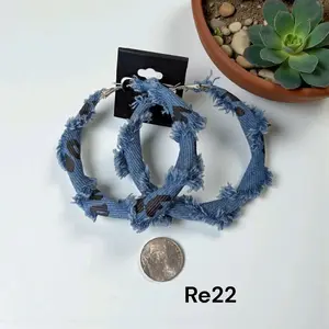 Denim Leopard Spot Earrings No RETURNS