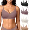 Deangelmon Women's XS Elegant Retro Seamless V-Neck Wireless Bralette - Soft, Breathable, Stretchy, Lightweight Fabric, 3/4 Coverage, Removable Padded Cups, Adjustable Straps, Athletic Underwear for Halloween, New Year, Everyday Use