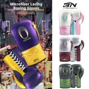 BN Wholesale Martial Arts and Custom Boxing Gloves Microfiber Leather Professional Boxing Gloves Lace Up Boxing Gloves for Adult