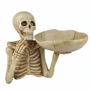Halloween Skeleton Snack Storage Tray Resin Candy Holder Punk Food Display Bowl for Home Tabletop Party Bar Tray