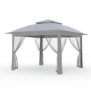 Garvee 11x11FT Outdoor Canopy Tent With Mosquito Netting, Pop Up Instant Gazebo Waterproof With Portable Carrying Bag, Outdoor Gazebo Tent for Backyard