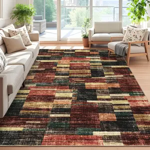 Modern Geometric Washable Carpet Soft Non-linting Rug Anti-fouling and Non-slip for Living Room Bedroom Restaurant Farmhouse Office
