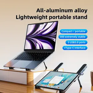 Laptop Docking Station Stand, USB C Dock Tablet Stand, Computer Stand, [5 in 1] USB C Hub, 2 USB 3.0, PD 110V, Universal Dock Station for MacBook Pro/Air/Dell/HP/Surface/Lenovo, Plug and Play, Gift For Friends, Display Stand
