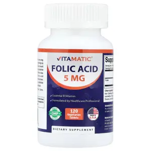 Vitamatic Folic Acid, 120 Vegetarian Tablets (8,333 mcg per Tablet)