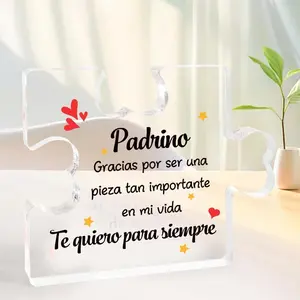 Christmas Gift Godfather Gift, Godparents Baptism Acrylic Puzzle Decoration, Collectible Figurines, Seasonal Decoration, Birthday Gift