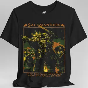 Warhammer 40K Salamanders T-Shirt – Vulkan Primarch Graphic Tee, Space Marine Chapter Shirt, Unisex Cotton Top for Sci-Fi Gamers & Collectors, Grimdark Fan Apparel