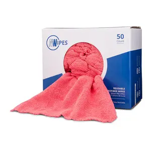 Microfiber Rags in a Box (50 Count) | Mwipes 10"x12" Reusable Edgeless Towels | Absorbent, Dust, Wash, Disposable, Shop Rags, Small Cleaning Cloths