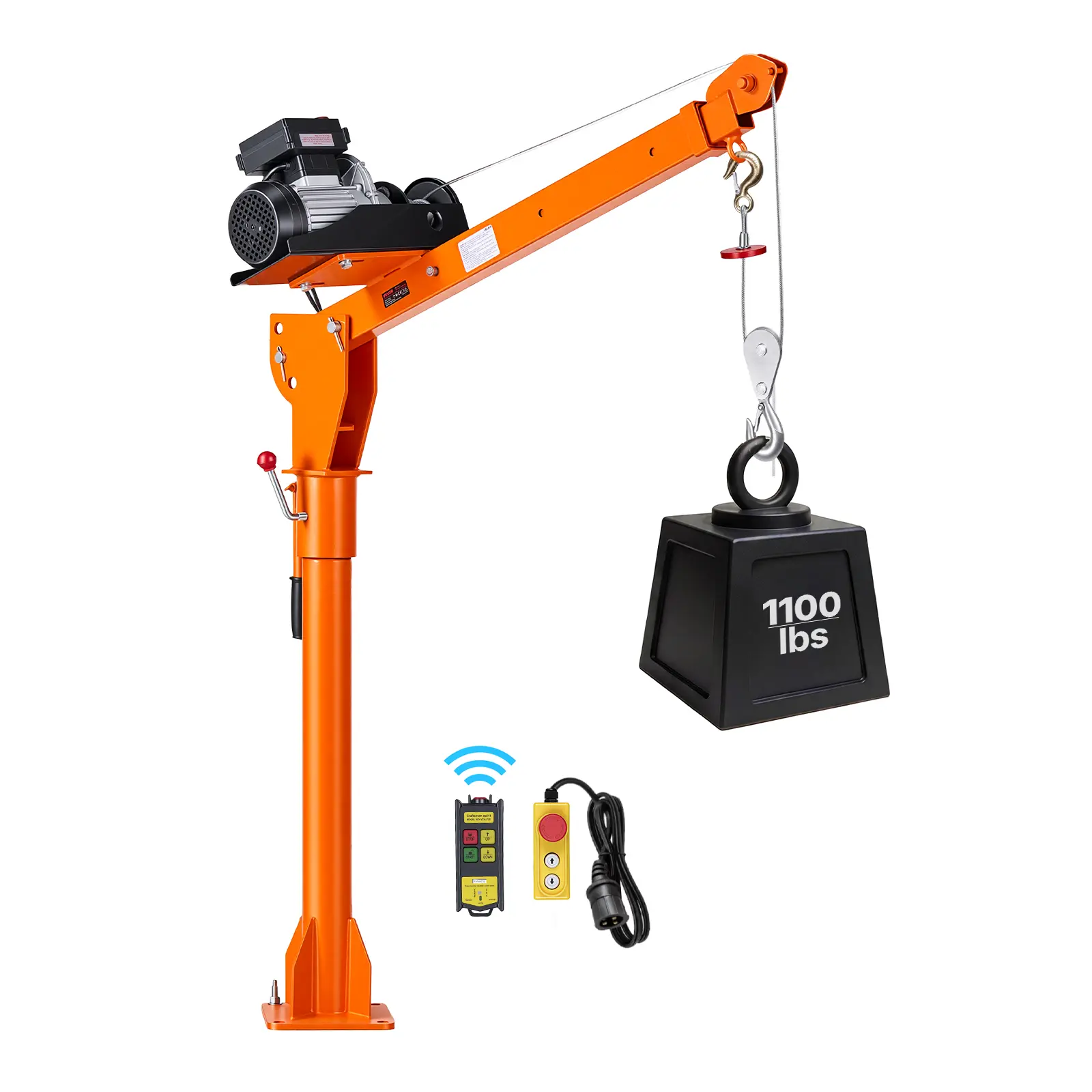 VEVOR Electric Pickup Truck Crane, 1100 lbs Capacity PA800 Hoist, 360° Rotation Telescopic Boom, Premium Galvanized Steel, Easy Folding Bed Jib, Wireless Remote Control, 1 Separate-Stored 23a 12v Alkaline Battery for Heavy Cargo & Attic Lifting, Easy Fold