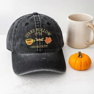 Embroidered Stars Hollow Baseball Hat, Cozy Fall Cap