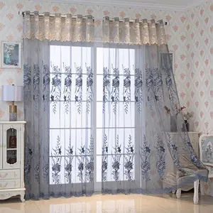 Luxury Modern Korean Embroidered Window Curtain, Semi-Transparent Drapes for Living Room Bedroom Office Balcony Home Decor