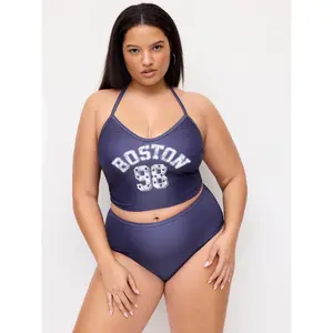 Cider Boston 98 Graphic Tankini & Low Rise Full Coverage Bikini Set Curve & Plus SwimWeek
