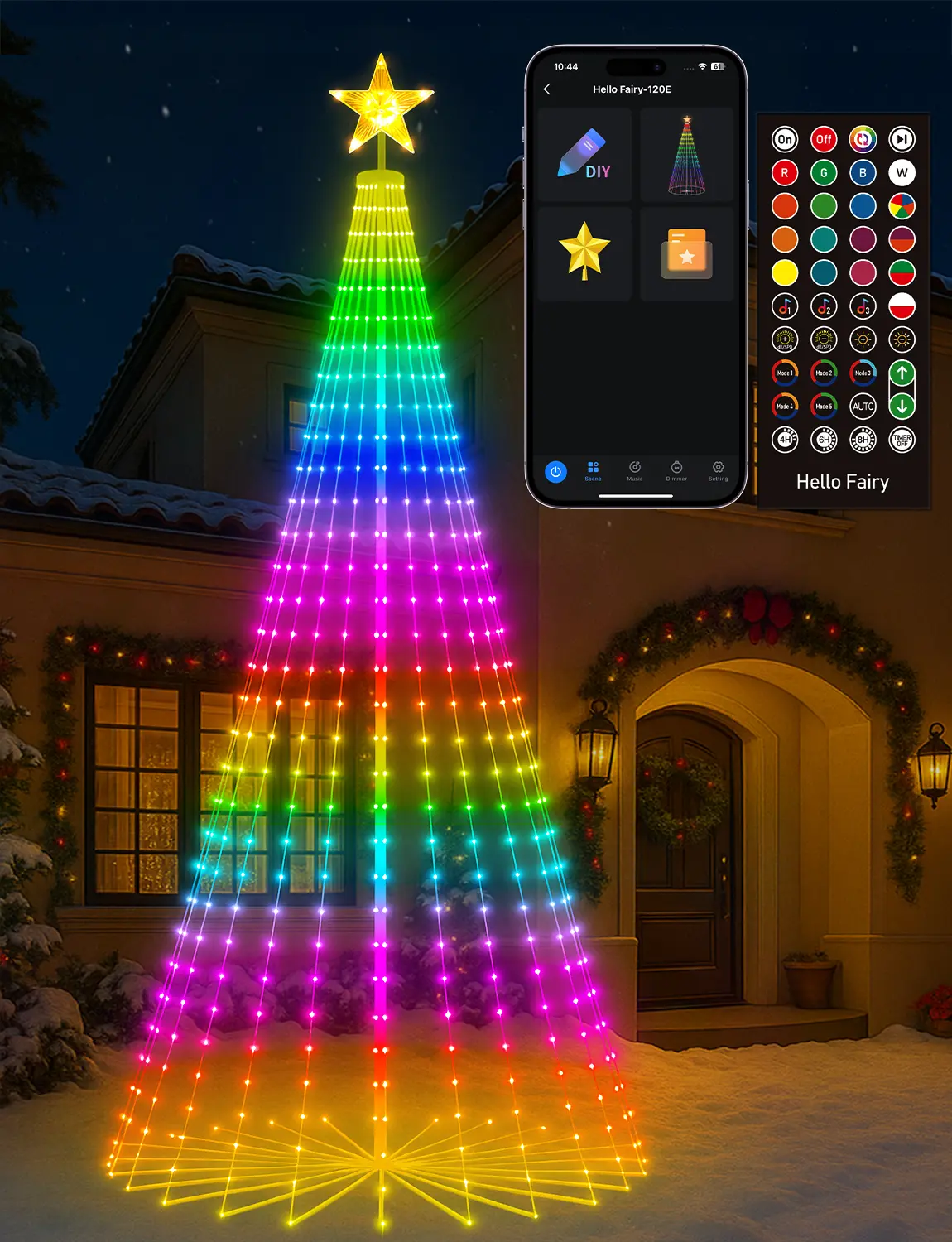 Popotan Smart RGB Christmas Cone Tree, 7FT 295 LED Lighted Christmas Tree App Control, Color Changing Outdoor Christmas Tree with Lights, Prelit Xmas Tree Music Sync Waterproof for Indoor Outdoor