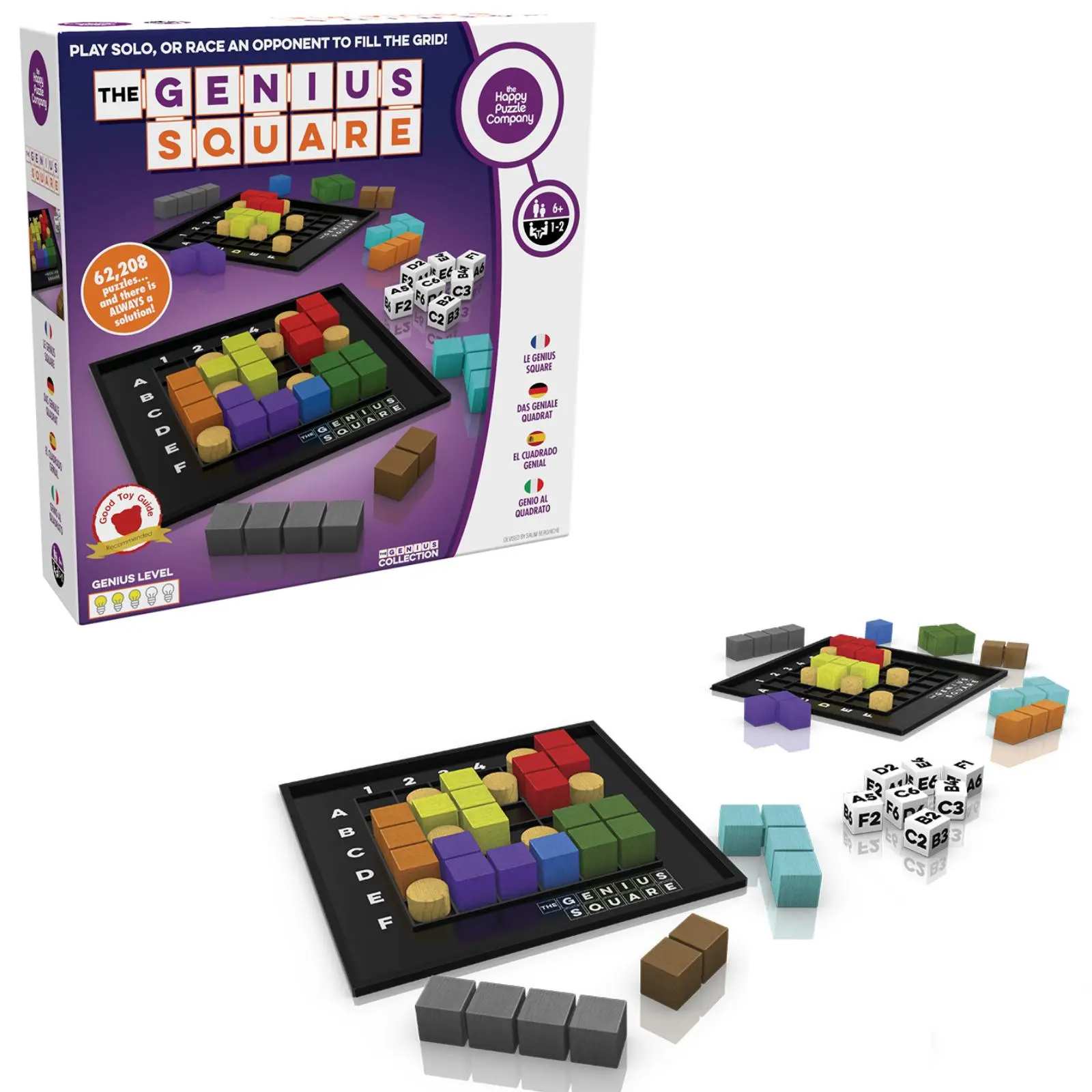 The Genius Square Two-Player Puzzle Logic Race Game for Ages 6+ with 5 Difficulty Levels STEM Learning Fun by Smart Games