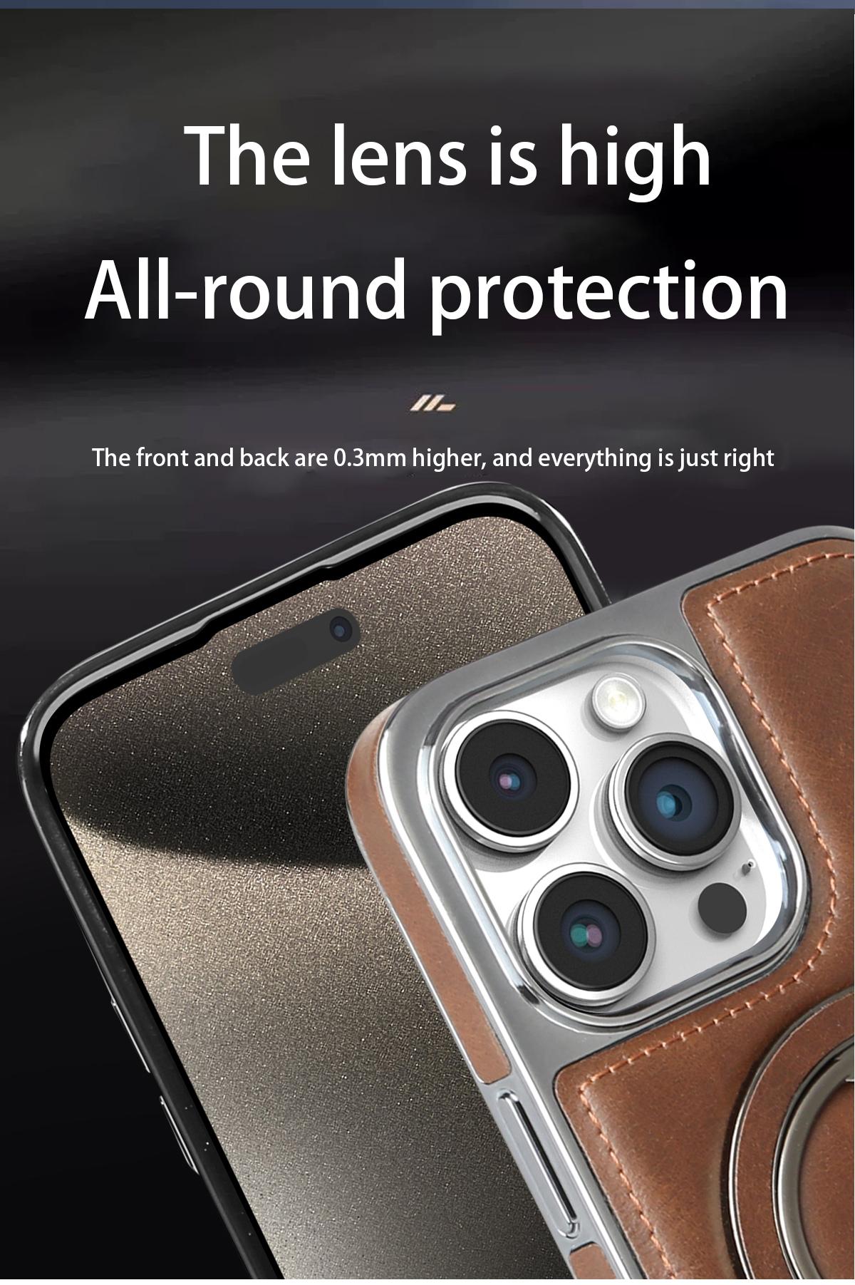 For iPhone 17ProMax Rotating Magnetic Stand Phone Case, High-end Plain Leather Texture iPhone16/iphone15Plus Light Luxury Business, Full Shockproof iphone14/iphone13/iphone12Pro Advanced Sense Protective Case for Men and Women