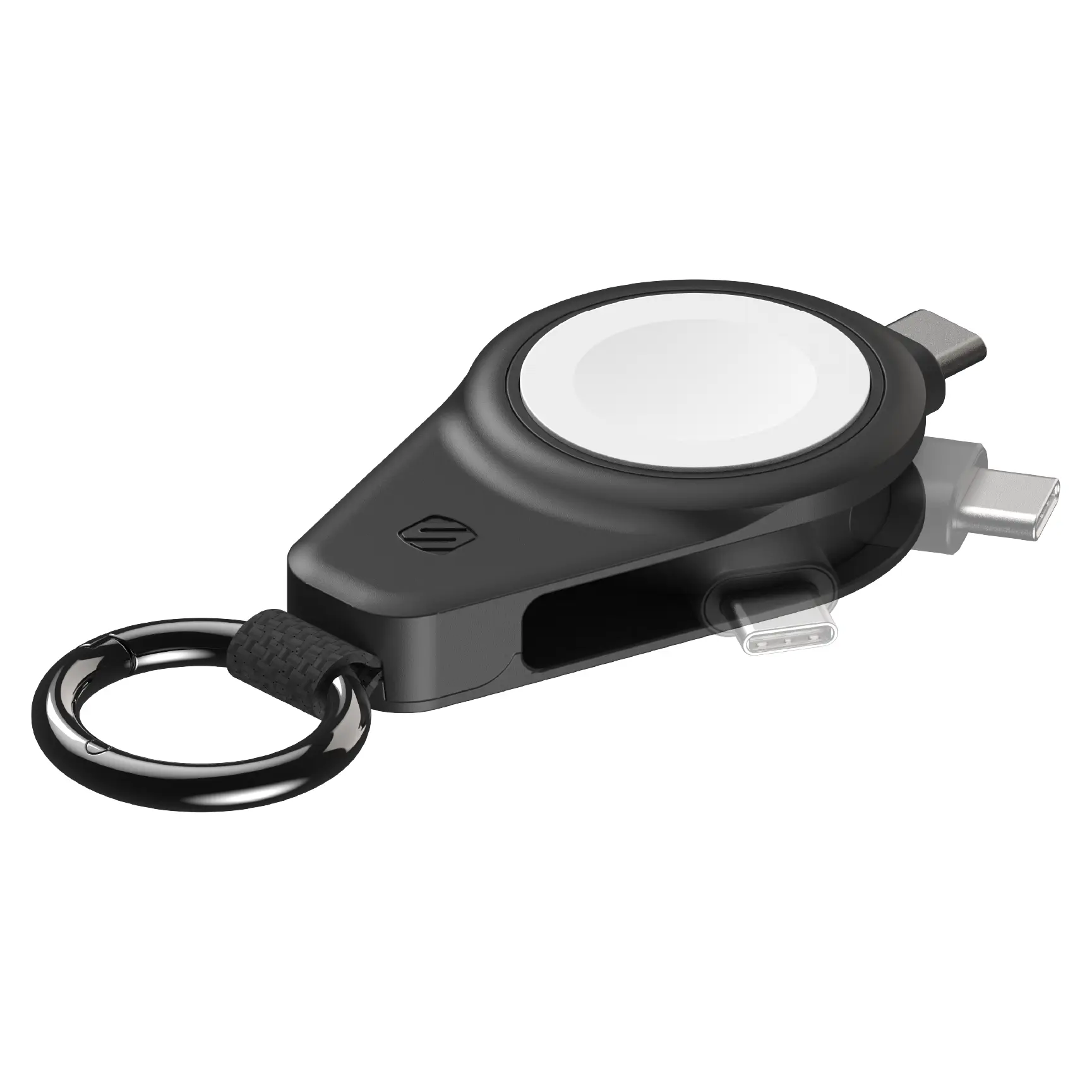 Scosche WatchIt Magnetic Fast Charger Keychain for Apple Watch Certified Compact Flip-Out Connector USB-C Compatible Black Device Chargeable Wearable
