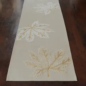 Neutral Leaves 54" Table Runner
