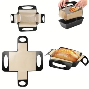 Reusable silicone bread baking pad and sling - non stick Dutch oven liner, dough transfer tool, food grade oven, easy to clean bread tray assistant for sourdough, pizza, pastries (suitable for stone/pan, holiday baking), sourdough bread making supplies