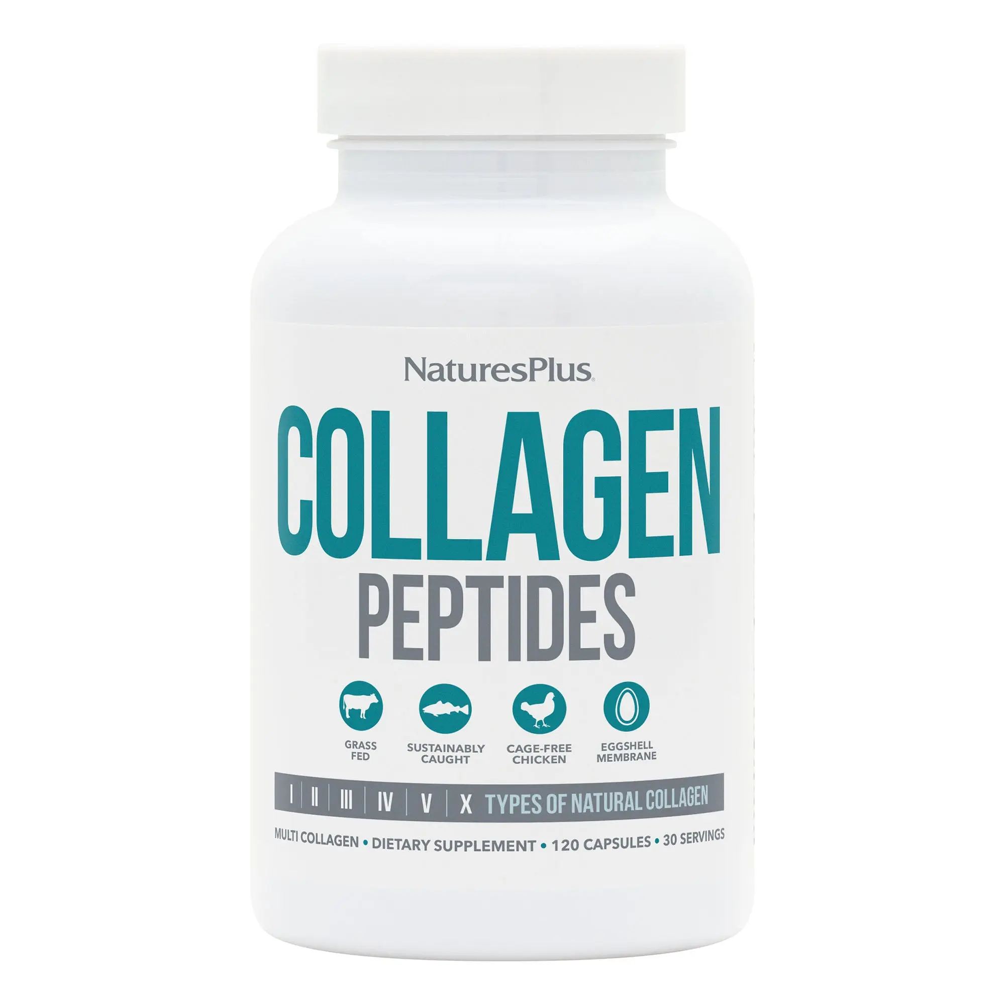 Collagen Peptides Capsules by NaturesPlus, Supports Hair, Skin, Nail, and Joint Health