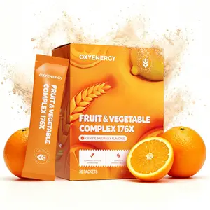 Oxyenergy 176X Fruit & Vegetable Complex Powder, Orange Naturally Flavored Dietary Supplement, 30 Packets, Supports Digestive Health & Boosts Good Bacteria