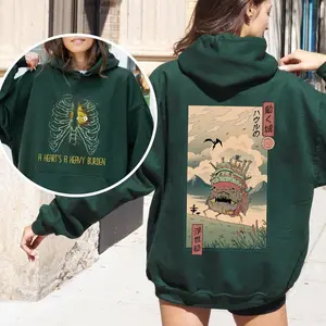 Unisex A Heart's A Heavy Burden 2 Sided Hoodie| Unisex Casual Drop Shoulder Long Sleeve Pullover| Unisex Fall & Winter Clothes For Daily Wear| Howls Moving Castle Sweater| Studio Ghibli Anime Sweater