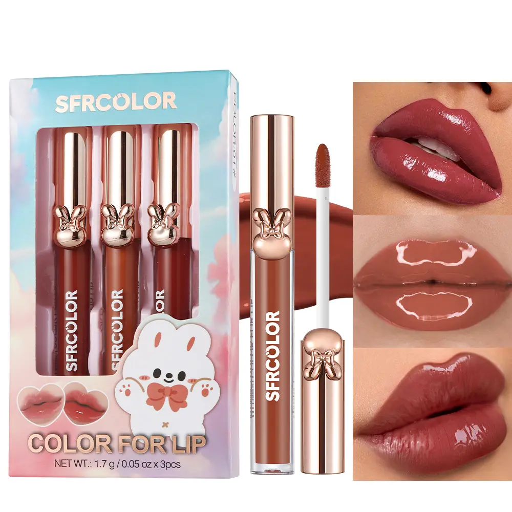 Women's 3-Color Matte Lip Gloss - Long-Lasting Color, Captivating Lip Look, High-Quality Curated Shades, Versatile Stylish Makeup for Birthday, Christmas Gifting