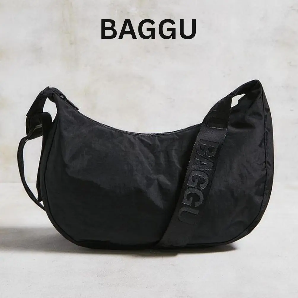 BAGGU Medium Adjustable Nylon Crescent Bag - Black - fall collection
