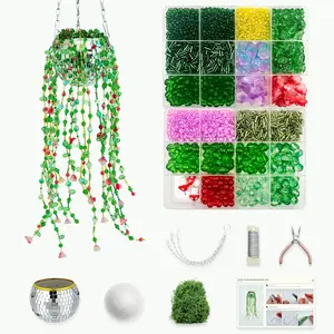 Beaded Plant Kit Green Glass Beads Flower Leaf Suncatcher Disco Ball Hanging Planter Seed Glass Beads Leaves Bulk Forever Sun Catchers Complete Craft Set for Adults Home Decor Meaningful DIY Gift Ornaments